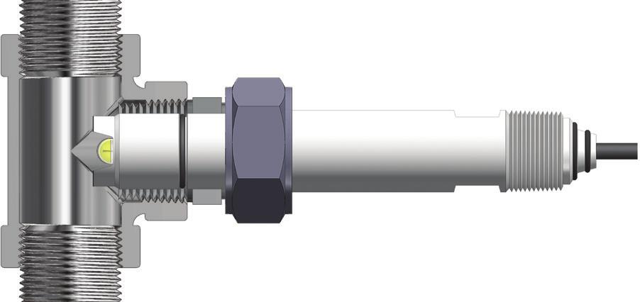Sensor length options up to 12 inches allows the sensor to fit through flanges and stand-off piping.