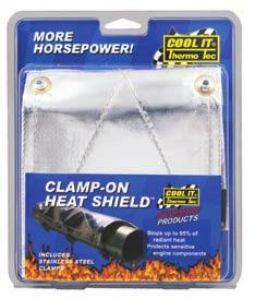 Kit The flexible Clamp-On pipe Heat Shield blocks over 95% of the damaging radiant heat from the exhaust.