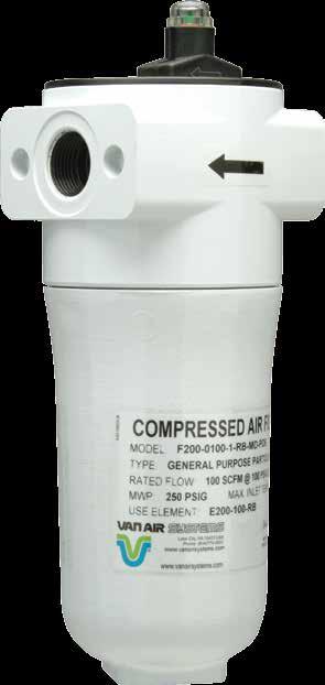 The F200 Series from Van Air Systems Compressed air is a vital utility in many industries. Yet contamination plagues many air systems. Compressor lubricants and oil aerosols. Dust. Dirt. Scale.