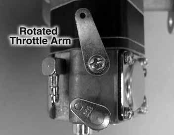5. It may be necessary to reposition the throttle arm so the throttle rotation is in line with your throttle servo s linkage.