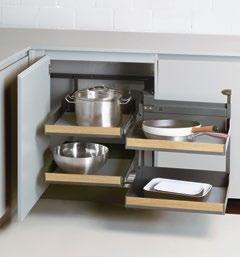 tableware, pots and pans Excellent access and a clear