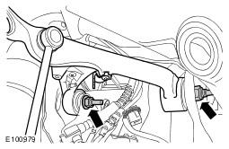 Verify torque of front upper suspension arm forward and rear bushing nuts.