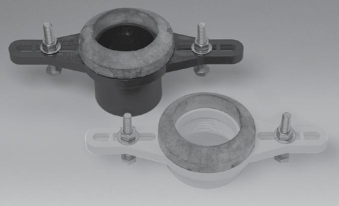 The flange is reinforced with a cross rib to prevent the fork from spreading.