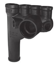 SV Chicago RufWall (RH) WASTE TEE/CROSS with three 2" Hubs and two 2" Waste Tee Taps Number Code