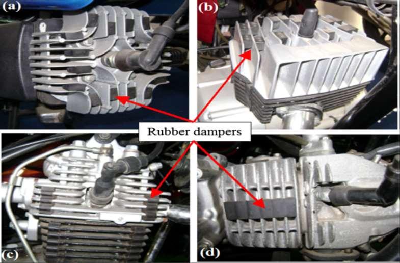 Fig.-1 Engines with rubber dampers between the fins from four different bike. 2. REVIEW OF LITERATURE O.P. Singh and T.