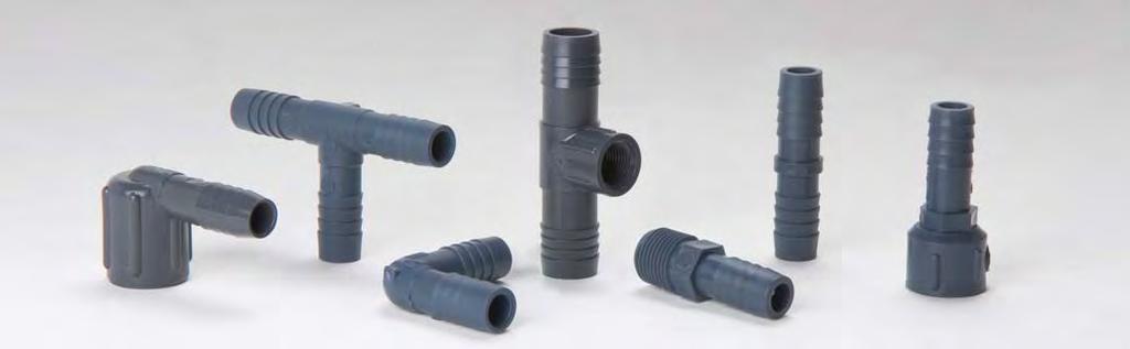INSERT FITTINGS Streamline Insert Fittings are available in PVC, polypropylene and steel.