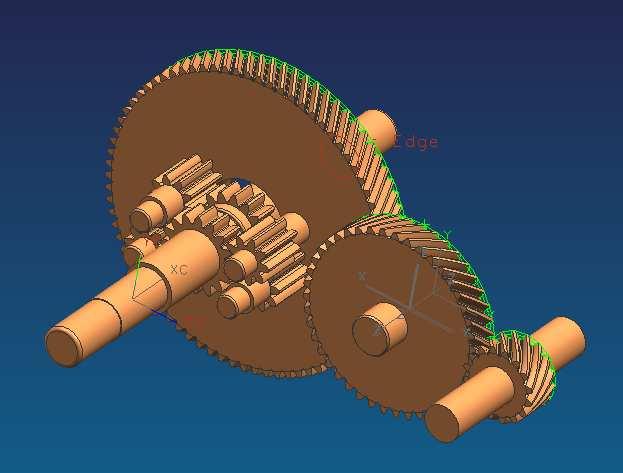 80 Advances in Mechanical Design other parts of the transmission system can be also formed and assembled with UG. Fig shows the whole 3D-Model of the gear transmission system. Fig. Structure of electric vehicle gearbox Fig.