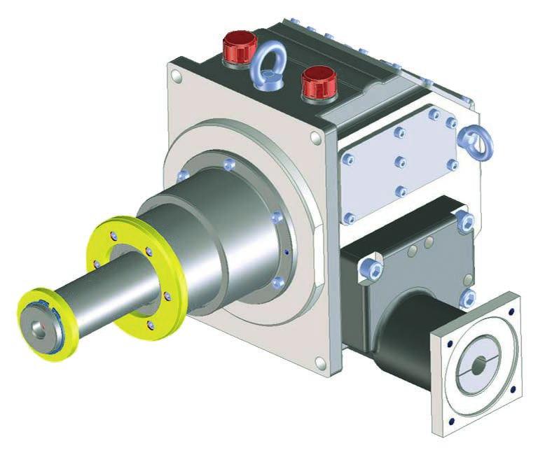 The comparatively low forces and the required speed are achieved with a synchronous servo motor and a rack with double tooth engagement.