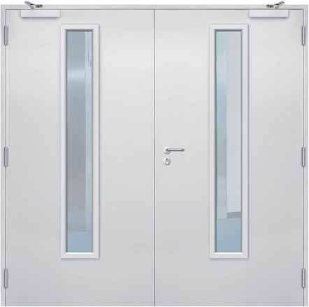 autoclaved aerated concrete and partition systems Door leaf: 45 mm thick, double-skinned, sheet thickness 1.0/1.5 mm Frame: Block frame 1.5 mm thick. Frame with 3 fixing points each side.