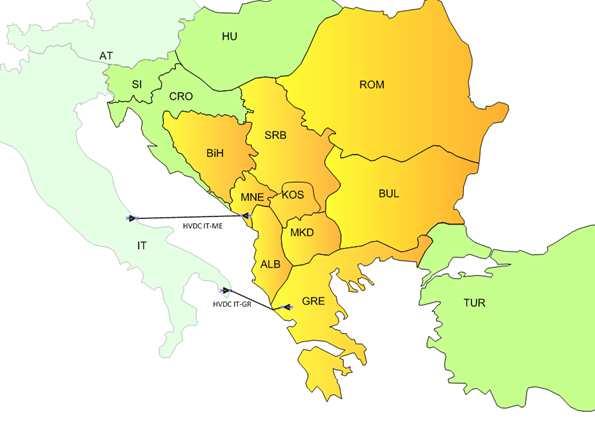 MAIN ISSUES The map shows the region that will be included in the network modelling 9 electric power systems will be modelled and assessed in full capacity Croatia, Hungary, Slovenia and Turkey will