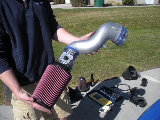 Installation of Cold Air Intake 1. This process requires you to completely construct the C & L cold air intake outside the engine compartment, rather than putting it together piece by piece. 2.