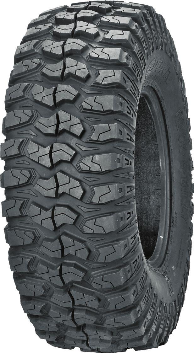 ROCK-A-BILLY THE ULTIMATE TIRE FOR TRAIL, HARD PACK AND ROCK 8 Ply Puncture Resistant RADIAL Aggressive Tread Design with Integrated Side Lugs to Grip in Extreme Riding Conditions ALL NEW Tread