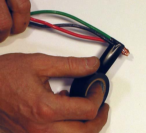 If the wires were to be pulled through a long distance, they would be stripped several inches to make a loop over the fish tape