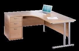 00 Left hand pictured STRAIGHT DESK WITH 2 DRAWER PEDESTAL SILVER WHITE