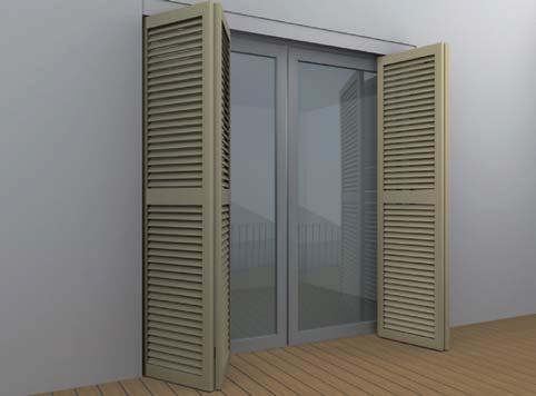 Folding louvre door fitting Frontfold 20 Installation Folding louvre doors can be mounted in front of windows (louvre shutters) or on the outside of a balcony.