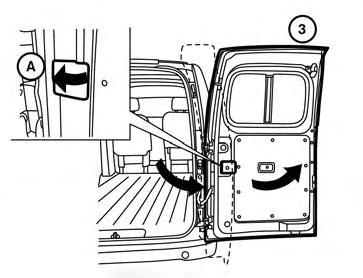Open the back doors by performing the following: 1. From the outside of the vehicle, pull the door handle 1 on the right side door and open door until it stops. LPD2139 2.