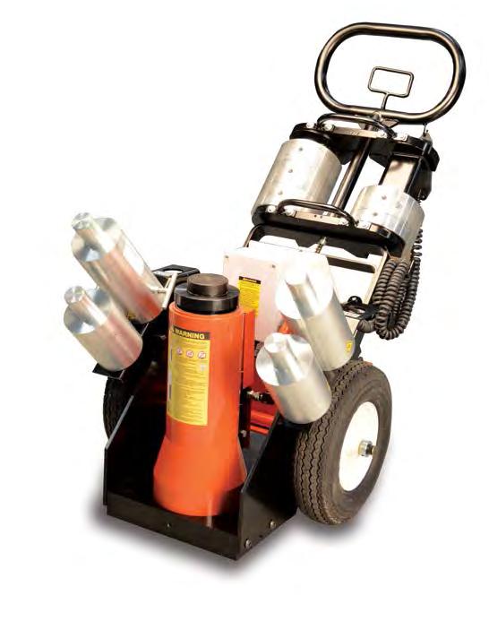 Portable 100 Ton Jacks Railroad Edition 5 position adjustable handle. Aluminum Cribbing blocks storage rack. The bottom of the cylinder is a bolted joint, using the base plate as part of the cylinder.