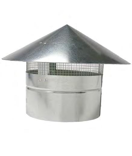 RAIN CAPS W/SCREEN ORDER SIZE A B 3 0 26 4 0.3 26 5 0.4 26 6 0.5 26 7 0.6 26 8 0.6 26 10 0.8 26 12 1 26 Commercial designed to meet SMACNA Duct Construction Standards. Maximum W.G. is 2-3.