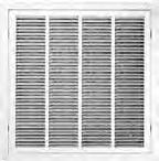 24" x 24" T-bar lay-in 1/2" stamped louver face Concealed hinges and latches Accepts 1" disposable filter (not included) MODEL 1410FTB Return Air Filter Grille, T-Bar Performance data page 100