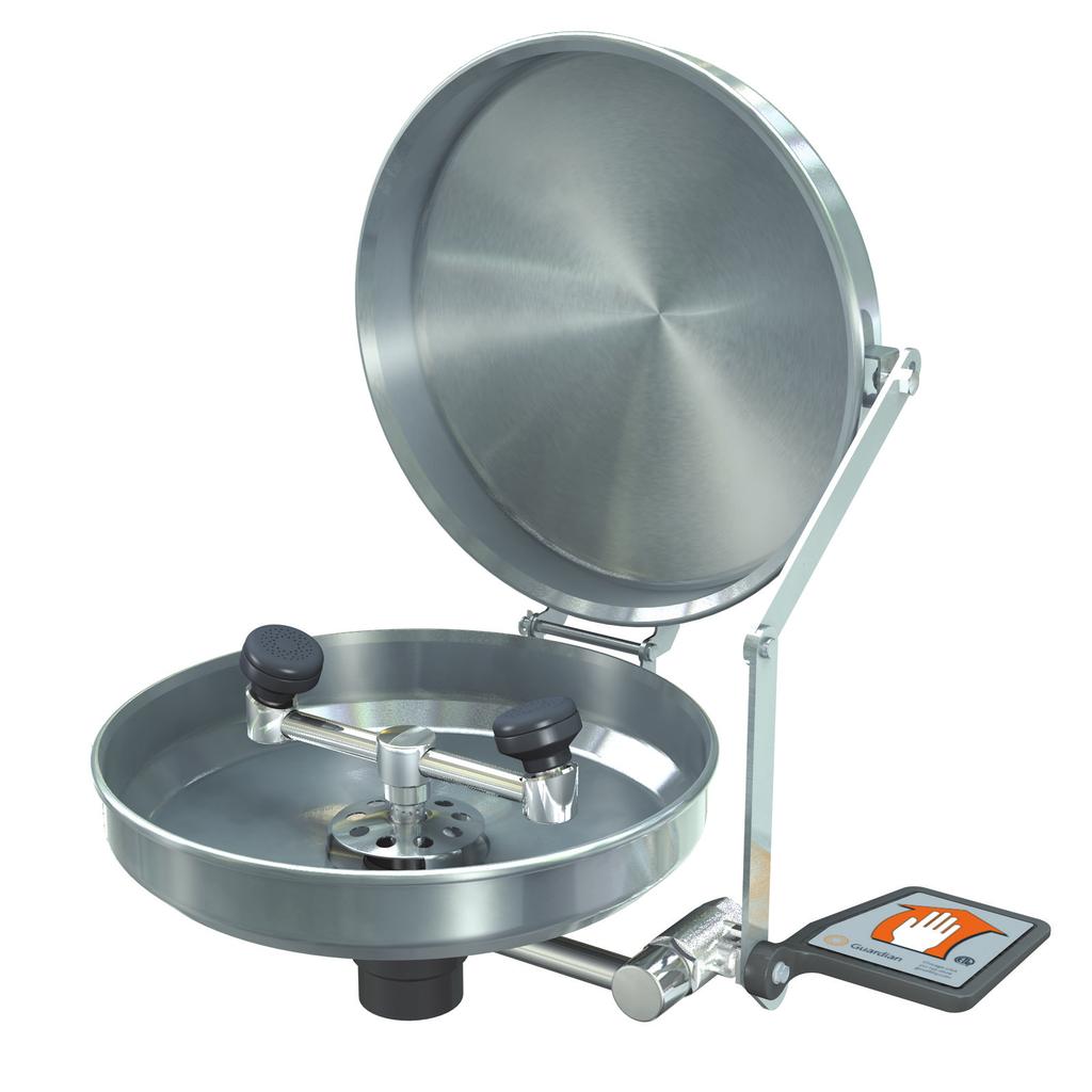 Eyewashes 1814B Eyewash, Wall, Stainless Steel Bowl and over Application: Eyewash for wall mounting. Unit has stainless steel cover to protect bowl from dust, dirt and other contaminants.