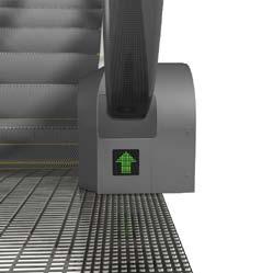 to indicate the escalator s traveling direction for boarding,