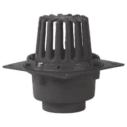 00 8 3/4" X 8 3/4" 8" 5" 4 1/2" RD-280-SO Flanged Cast Iron Roof Drain with Side Outlet Catalog Number Outlet Size Wt.