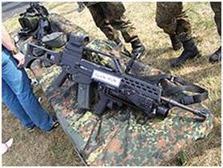 G36 assault rifle A G36A2 of the Bundeswehr with a Zeiss RSA reflex sight and an AG36 grenade launcher (2008). Heckler & Koch, based in Oberndorf, Germany, started development of the 5.
