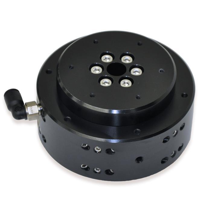 PIglide RT Rotary Air Bearing Module Frictionless, Nonmotorized A-60x Motion platform diameter from 50 mm to 300 mm Load capacity to 425 kg Eccentricity / flatness <200 nm Can be mounted vertically