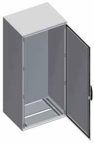 Spacial SM Compact metal enclosures Overview Front door and rear panel, with or without galvanised mounting plate IP55 Basic composition Structure: body made from sheet steel, welded rear panel, with