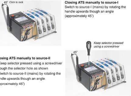 Operation (Automatic) 113 In the event of main supply being available, the ATS can be instantaneously switched ON, by the closing coil C, through terminals A 1, A 2, from its OFF / Neutral position.