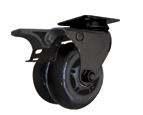Wheels are black polyurethane on a solid aluminium core with ball bearings. They are a hard-wearing 92A on the Shore scale.