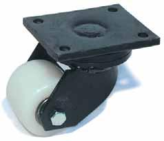 Plastic Castors LINE LS/KSK BS/KSK Solid welded steel construction, zinced chromed, painted black, with groove ball thrust bearing and a tapered ball bearing in the swivel.
