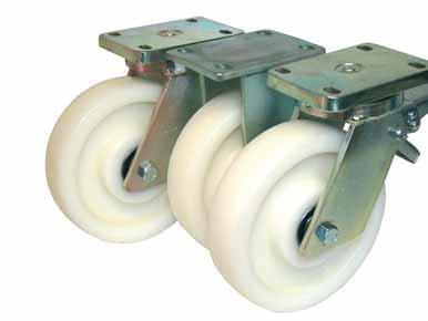 Plastic Heavy Duty Castors LINE LSO/KSK ; BSO/KSK Solid steel welded construction, swivel with extra strong head design, with axial grooved ball bearing DIN 711 and tapered roller bearing DIN 720,