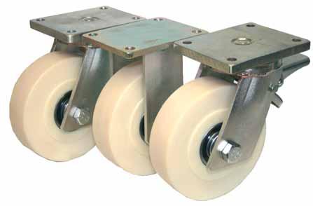 Plastic Heavy Duty Castors LINE LSO/KGK ; BSO/KGK Solid steel welded construction, swivel with extra strong head design, with axial grooved ball bearing DIN 711 and tapered roller bearing DIN 720,