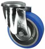 I20HT HIGH TEMPERATURE STAINLESS STEEL EFFECTIVE RANGE -40 C TO +250 C DOUBLE BALL RACE SWIVEL HEAD SWIVEL HEAD SEAL I20HT GB PLATE FIXING BLUE RUBBER TYRED WHEEL WITH ALUMINIUM