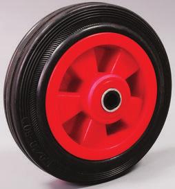 12408 Rubber Wheel Wheel - Black Rubber, with Red Polypropylene Core A B C D E 160 40 58