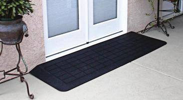 THRESHOLD Designed for doorways Holes punched in top corners for easy installation Lightweight, durable aluminum Anti-slip, high traction surface Hardware provided to secure ramp to surface Length