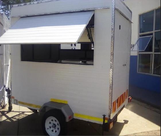 2.5M length X 1.6M width X 2M height, price R37 000.00 incl vat it comes with the following: 1. 2 plate Gas stove 2.