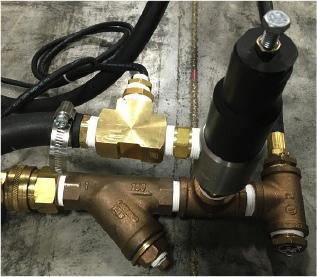 Open ball valve and run till water stops coming out of hose. 7. Plumb temperature switch into bypass line (see photos below). 8. Connect injector to manifold.