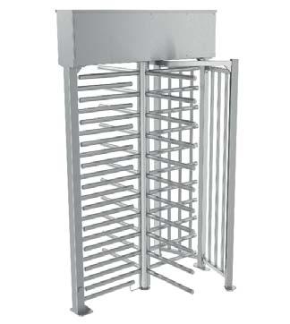 06 ) Frame Top panel Barrier, powder coated fi nish in RAL 7040 TYPE REXON ERA 4 Full height motorized turnstile 4 door wings Bi-directional DRIVE MECHANISM Fail-Safe with Go Call