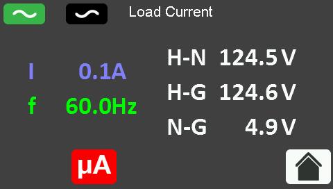 The leakage screen will indicate the current state of the selected fault conditions. IEC 61010 tests Tests NC SFC Touch Leakage 0.5mA 3.