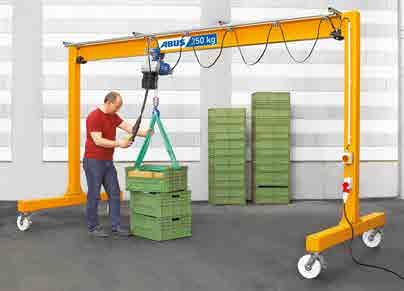 cranes, monorail trolley tracks, electric wire rope and chain hoists, a wide variety of components and, last