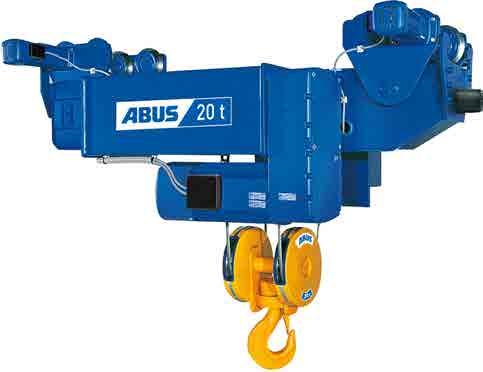 ABUS GM wire rope hoists for single-girder cranes Type E monorail hoist A compact designed monorail hoist with low headroom dimensions and two direct drive cross travel motors.