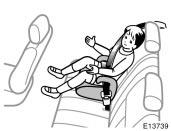 On vehicles with side airbags, do not allow the child to lean against the front door or around the front door even if the child is seated in the child restraint system.