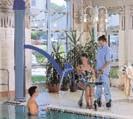 A waterproof handset is used to control the pool lift, so the carer can operate the system either from the poolside or while in the pool.