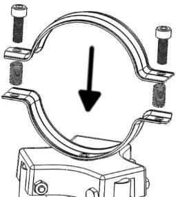 Rotate top half of clamp 180 degrees and loosely re-install springs and bolts (Fig. 2). Figure 2 c.