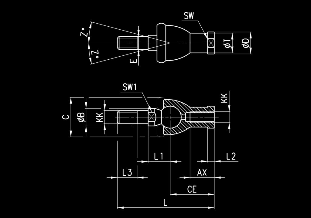 30 25 37 37 5 0 M27x2 40 7,5 4 Piston rod socket joint Mod.