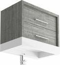RESIN BASIN Wynford Wall Mounted Tall Cabinet Soft close doors Universally handed H 1600 x W 400 x D 50 9 Light Sawn Oak 479, Grey Ash 480 Wynford WC Unit Including concealed cistern Toilet not