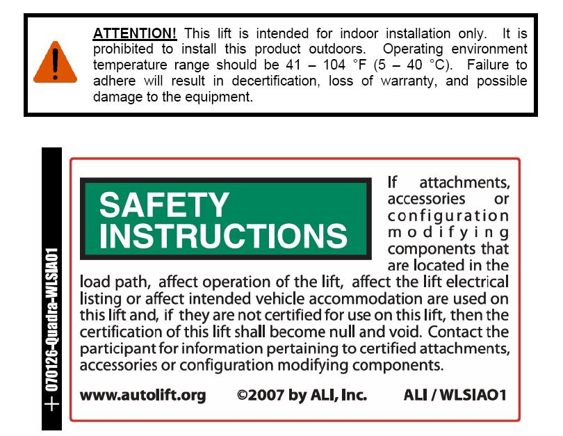 SAVE THESE INSTRUCTIONS For additional safety instructions regarding lifting, lift types, warning labels, preparing to lift, vehicle spotting, vehicle lifting, maintaining load stability, emergency