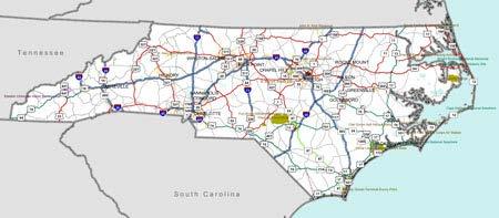 NC s Transportation System 79,000 miles of highway 6 inter-city passenger trains 2 trains operated by NCDOT 3,345-mile rail system 2 marine ports 2 inland port terminals 21 ferries